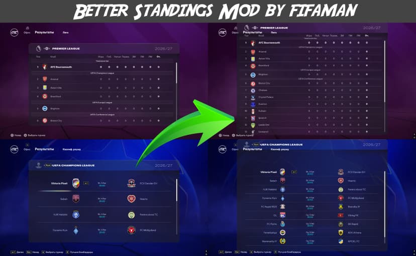 Better Standings Menu
